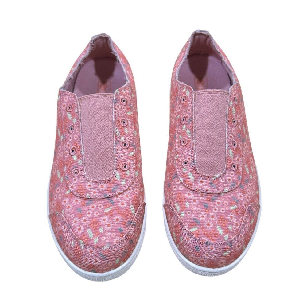 Spenco Orthotic Canvas Slip-on Shoes Santa Maria Pink Floral Size 7.5D Wide NEW